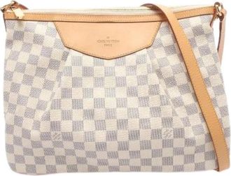 Louis Vuitton Pre-owned Siracusa MM Damier Azur Coated Canvas Shoulder Bag - Dames - Vintage Schoudertas - Wit - ONE Size - Leer - Vintage
