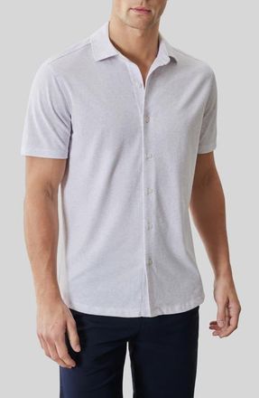 Robert Barakett Keyes Slim Fit Microprint Short Sleeve Knit Button-Up Shirt in Lavender Whisper at Nordstrom, Size X-Large