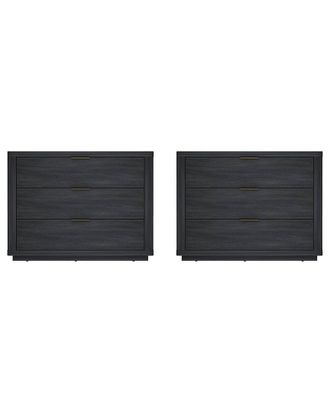 Manhattan Comfort Set Of 2 Evelyn Modern Nightstands 4.0 With 6 Full Extension Drawers