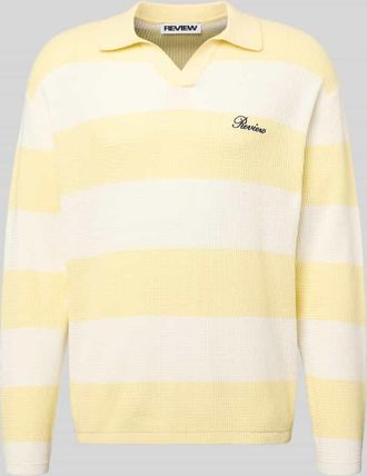 Review Regular Fit Strick-Poloshirt mit Block-Streifen in Hellgelb, Gr&ouml;&szlig;e XXL