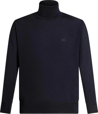Etro Blauwe wollen coltrui - Heren - Coltruien - Blauw - M - Wol - Truien & Vesten