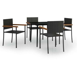 vidaXL Set da Pranzo da Giardino 5 pz Nero vidaXL