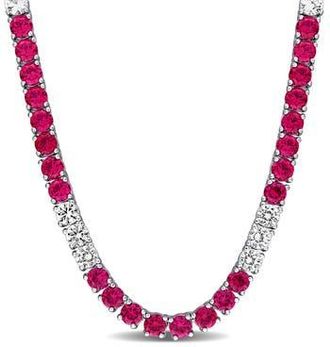 Delmar Lab Created Ruby & Lab Created White Sapphire Necklace in Red at Nordstrom Rack