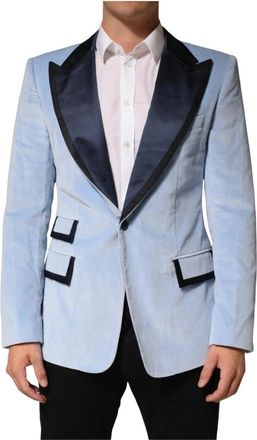 Dolce & Gabbana Fluwelen Blazer - Heren - Business blazers - Blauw - M - Katoen - Kostuums