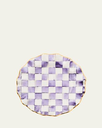 MacKenzie-Childs Plum Check Fluted Ceramic Dinner Plate