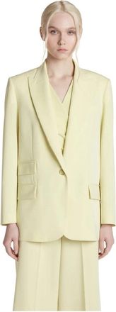 Simona Corsellini Giacca a un bottone regular - Dames - Blazers - Geel - S - Leer - Jassen