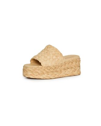 Loeffler Randall Womens Aaron Platform Raffia Mule In Natural