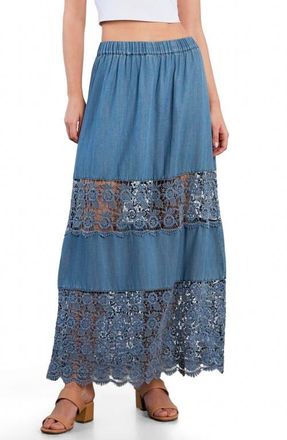 Wash Lab Denim Light Veil Maxi Skirt in Denim Dusk at Nordstrom, Size X-Large