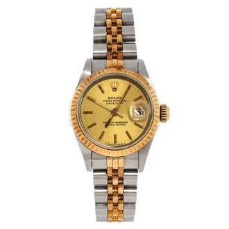 Rolex Oyster Perpetual Datejust Automatic Watch Stainless Steel and Yellow Gold 26 in Metallic Gold at Nordstrom