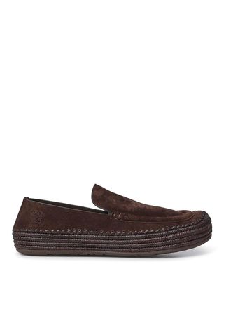Loewe Rio Suede And Raffia Loafers