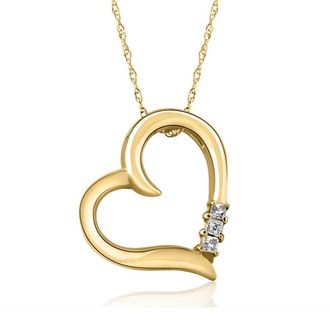 Pompeii3 Princess Cut Diamond Heart Necklace Pendant White Yellow or Rose Gold 3/4 Tall