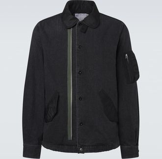 sacai Giacca blouson di jeans con twill