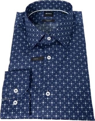 HUGO BOSS H-Joe Kent Shirt - Heren - Casual Overhemden - Blauw - 3XL - Katoen - Overhemden