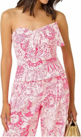 Lilly Pulitzer Parni Strapless Top In Cherry Blossom Pink Fleur De Lilly