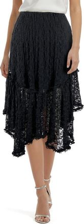All in Favor Lace Asymmetric Hem Skirt in Black at Nordstrom Rack, Size X-Small