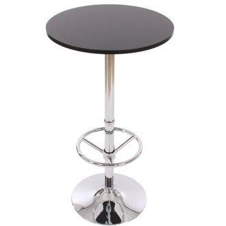 Hhg [nunca Usado] Mesa De Bar Mesa De Bar Mesa De Bistro Mesa De Recepci&oacute;n Bari Con Reposapi&eacute;s &Oslash;60cm, Negro