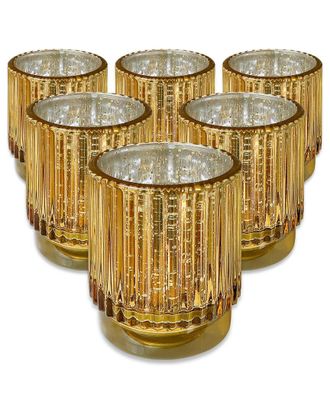 Kate Aspen Discontinued Kate Aspen Set Of 6 Ribbed Glass Votive Candle Holders