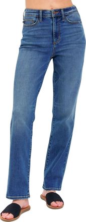 Judy Blue Womens High-Rise Straight Fit Jeans, 8601 Dark Blue, 7