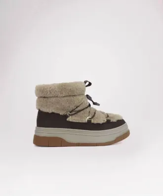 Pajar Womens Janie Borg Snow Boot In Dark Brown/taupe