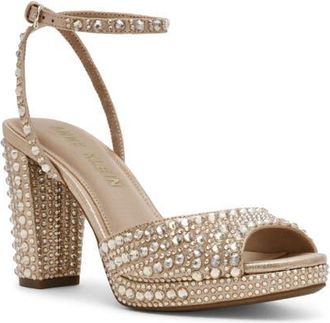 Anne Klein Vanna Ankle Strap Platform Sandal in Platinum at Nordstrom, Size 5.5
