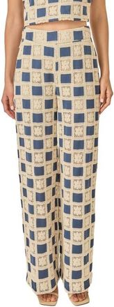 English Factory Embroidered Wide Leg Pants in Navy at Nordstrom, Size X-Small