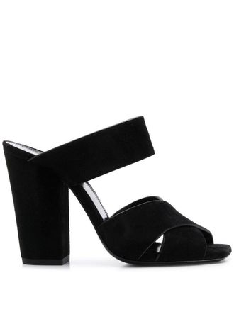 Saint Laurent Oak mule-style sandals - women - Calf Leather/Leather/Leather - 35 - Black