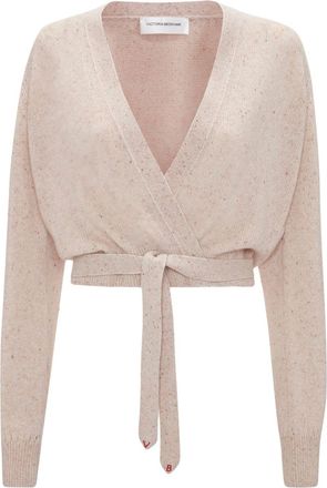 Victoria Beckham wrap-front cashmere cardigan - women - Cashmere - S - Neutrals