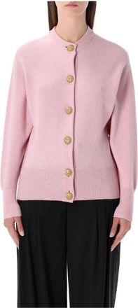 Balmain Cardigans, female, Pink, S, Buttoned Eco-cashmere Cardigan