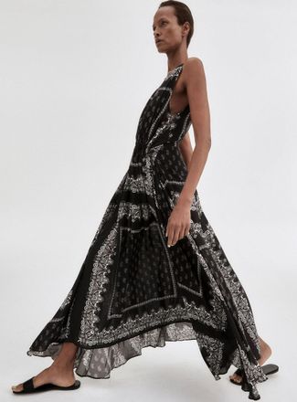 Smythe Womens Satiny paisley drawstring dress