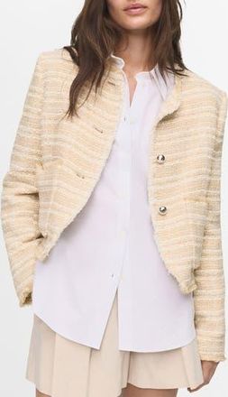 Mango Tweed Jacket in Beige at Nordstrom Rack, Size X-Large