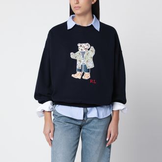 Polo Ralph Lauren Felpa Polo Bear patchwork blu in misto cotone