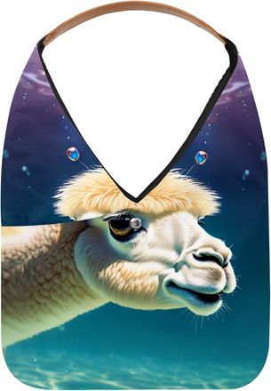 Generic Lovely Alpacas Swims Underwater Reusable Lightweight Grocery Bags - Foldable Into Compact Pouch, Washable & Sturdy, Multipurpose for Shopping and Trav