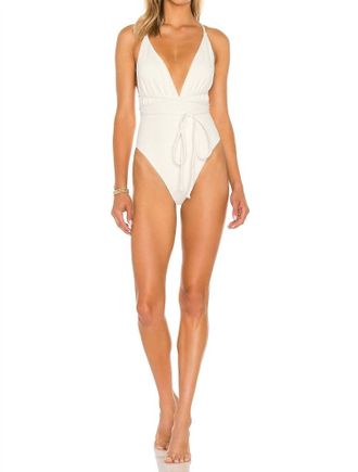 Devon Windsor Belle Full Piece Swimsuit In Cream Crocodile