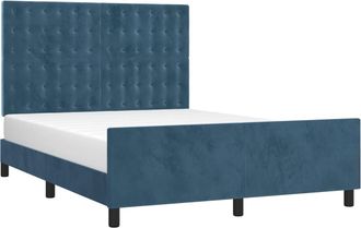 vidaXL Vidaxl - Estructura De Cama Sin Colch&oacute;n Terciopelo Azul Oscuro 140x200cm