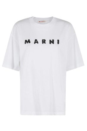 Tシャツ・カットソー MARNI Woman Shirt Grey CAMA0613QSTW839 00N60 Marni logo-print Cotton T-shirt | Grey | FARFETCH