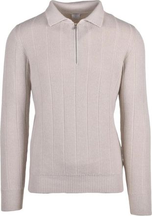 Eleventy Maglia Full Zip Collo in Piedi - Heren - Cashmere truien - Beige - S - Kasjmier - Truien & Vesten