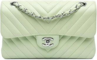 Chanel Pre-owned Classic Flap Shoulder Bag - Dames - Vintage Schoudertas - Groen - ONE Size - Leer - Vintage