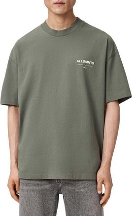 AllSaints Underground Oversize Graphic T-Shirt in Maple Green at Nordstrom, Size Xx-Large