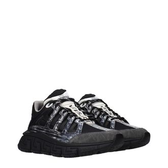 Versace Mixed-Material Athletic Sneaker - Black
