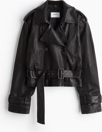 H&M Lederjacke - Schwarz