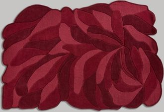 Maisons du monde Alfombra tufteada de lana con estampado de hojas abstracto en relieve, burdeos, 160x230 cm