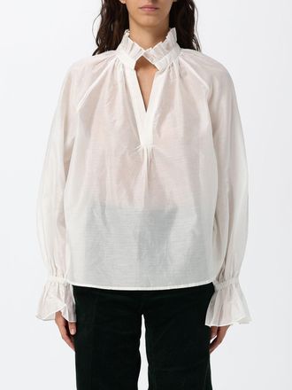 Polo Ralph Lauren Blusa in misto seta e cotone con collo a rouches