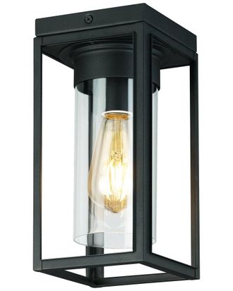 Eglo Eglo Walker Hill 1 Light Outdoor Flush Mount With Matte Black Finish & Clear Glass