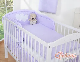 OEM Juego De Ropa De Cama De 3 Piezas 135x100 - Corazones Y Puntos Sobre Fondo Morado