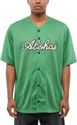 Off-white Green Embroidered Mesh Baseball T-Shirt