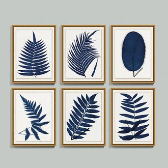 Ballard Designs Indigo Fern Leaf Art - Print III, 26 x 20 - Ballard Designs