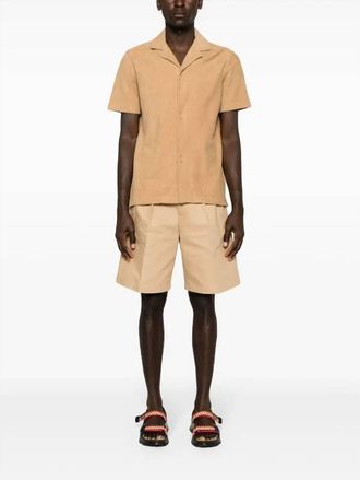 Orlebar Brown Howell Towelling Finish Shirt In Biscuit
