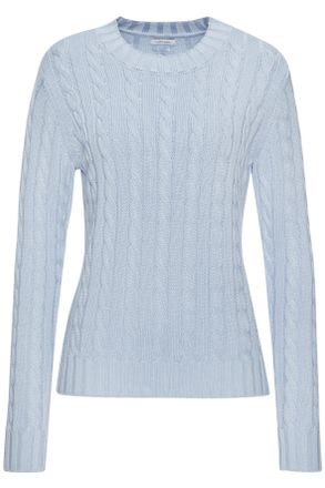 Lascana Rundhalspullover LASCANA, Damen, Gr. 32/34, hellblau, Strick, Obermaterial: 50% Baumwolle, 50% Polyacryl, unifarben, figurumspielend h&uuml;ftlang, Rundhal