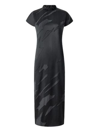Shanghai Tang jacquard-pattern braided-neck dress - Blue