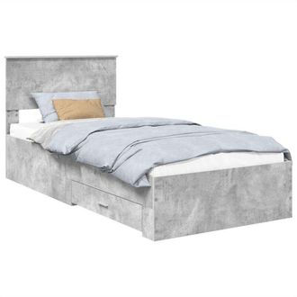 vidaXL Estructura De Cama Con Cabecera Gris Concreto 90 X 190 Cm Vidaxl